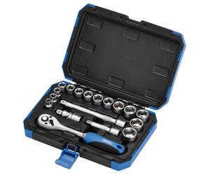 Draper Expert 18 Piece Metric Socket Set | Ratchet Tool and Case | 3/8" Square Drive | HI-TORQ MM/AF Sockets | DIY Home Professional and Car Kit |Hand