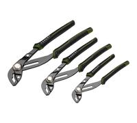 Draper Expert 3 Piece Water Pump Pliers Set 300mm, 250mm & 200mm | Easy Click Adjustable Hardened Serrated Teeth Jaws | High Torque Diamond-Shaped Jaws