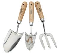 Draper Draper FTT/ASH/SET Stainless Steel Hand Fork and Trowels Set with Ash Handles (3 Piece)