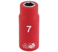 Draper 1/4" Drive VDE Fully Insulated Hexagon Socket, Metric 7 mm