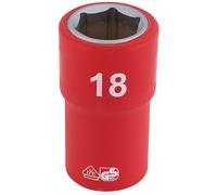 Draper 31869 1/2-Inch Square Drive Fully Insulated VDE Socket, 18 mm Size