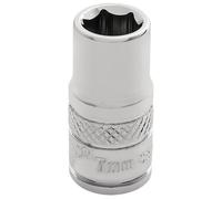 Draper 32487 1/4" Square Drive Polished Chrome Metric Socket, 7 mm Size, Blue