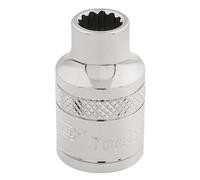 Draper Socket Hi-Torq Bi-Hexagon - 3/8" Drive, Polished Finish, Metric 7mm