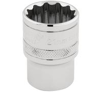 Draper 33290 1/2" Square Drive 12 Point Socket, 21mm Size