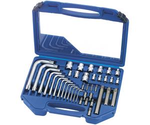 Draper Expert 40 Piece 1/4" 3/8" 1/2" TX-Star Torx Socket, Bit and Key Set 78275