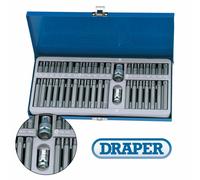 Draper Expert TX-STAR® 1/2" 40 Piece Hex & Spline Mechanics Bit Set | 3/8 Square Drive Hand Tool | Chrome Vanadium Steel Sockets Mechanics Car Tools | Steel Case | 33322