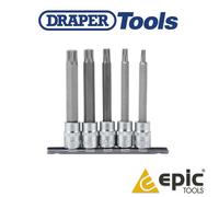 Draper Expert 5 Piece Spline Socket Set 100mm Long 3/8" Sq Dr 16349