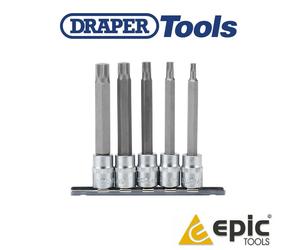 Draper Expert 5 Piece Spline Socket Set 100mm Long 3/8" Sq Dr 16349