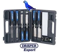 DRAPER EXPERT 8 Piece Wood Chisel Set & Sharpening Stone + Honing Guide 88605