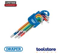 DRAPER Expert 9pc Long Arm Torx/TRX/TX Star Key Set T10-T50 66143 Colour Coded