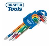 DRAPER Expert 9pc Long Arm Torx/TRX/TX Star Key Set T10-T50 66143 Colour Coded