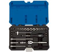 Draper Expert Combined MM/AF Socket Set, 1/4" Sq. Dr. (40 Piece)