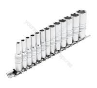 Draper Expert Deep Metric Socket Set on a Metal Rail, 1/4" Sq. Dr. (13 Piece)