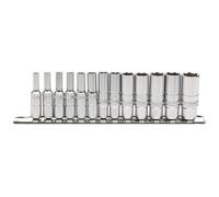 Draper Expert Deep Metric Socket Set On a Metal Rail 1/4" Square Drive 13 Pieces
