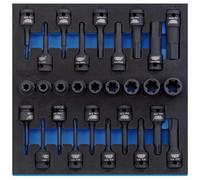 Draper Expert Draper TX-STAR Impact & Hex Socket Set in 1/2 Drawer EVA Insert Tray, 1/2" Sq. Dr. (28 Piece)