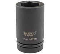 Draper Expert Expert HI-TORQ 6 Point Deep Impact Socket, 1" Sq. Dr., 34mm