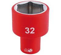 Draper Expert Fully Insulated VDE Socket, 1/2" Sq. Dr., 32mm