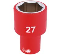 Draper Expert Fully Insulated VDE Socket 1/2" Square Drive Hardened 27mm