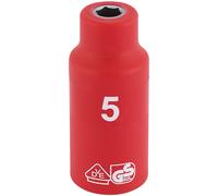 Draper Expert Fully Insulated VDE Socket, 1/4" Sq. Dr., 5mm