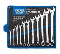 Draper Expert HI-TORQ 1/4" to 7/8" Combination Spanner Set | 11 Piece Chrome Vanadium Steel Hand Tools | Imperial Manual Plated Tools | 29546