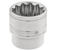 Draper Expert HI-TORQ 12 Point Socket 3/8" Square Drive Polished Finish 22mm