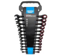 Draper 03896 Expert HI-TORQ Metric Ratchet Combination Spanner Set, Black (12 Piece)