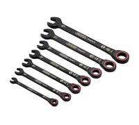Draper Ratchet Combination Spanner Set Expert 7-Piece HI-TORQ Metric 8-19mm Black 03895