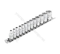 Draper Expert HI-TORQ® Metric Socket Set on a Metal Rail, 1/4" Sq. Dr. (13
