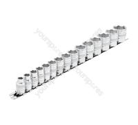 Draper 16492 Expert Metric Socket Set on a Metal Rail 3/8" Drive 15 Piece