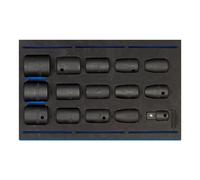 Draper Expert Impact Socket Set in 1/4 Drawer EVA Insert Tray, 1/2" Sq. Dr. (15 Piece)