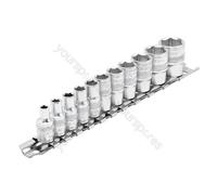 Draper Expert Imperial Socket Set on a Metal Rail, 1/4" Sq. Dr. (11 Piece)