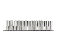 Draper Expert Metric Deep Socket On Metal Rail 1/2" Square Drive 15 Pieces