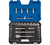 Draper Expert Metric Imperial Socket Set 1/2"D Blue 41pc 12 Point Chrome 16467