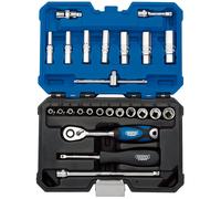 Draper Expert Metric Socket Set 1/4"D Hex Blue 25 Piece Deep & Standard 16443