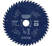 Draper Expert TCT Circular Saw Blade for Wood with PTFE Coating, 210 x 30mm, 48T