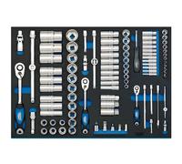 Draper Expert Soft Grip Socket Set in Full Plus Drawer EVA Insert Tray, 1/4", 3/8" & 1/2" (96 Piece)