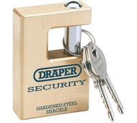 Draper Expert Close Shackle Solid Brass Padlock with Hardened Steel Shackle, 2 Keys, 63mm