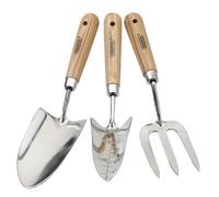 Draper Expert Stainless Steel Hand Fork & Trowels Set With Ash Handles 3 Pieces