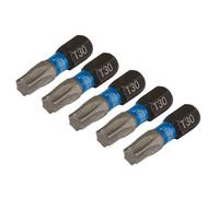 Draper Expert Tx-Star Impact Screwdriver Bits, T30 X 25mm, 1/4" Hex (Pack Of 5) 05496