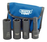 Draper Expert Wheel Nut Double Impact Socket Kit 1/2" Square Drive 4 Pieces