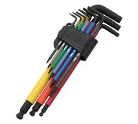 Draper Extra-Long Arm Hex Key Set 9 Piece - Colour Coded Metric Allen Keys 1.5-10mm - S2 Steel with Black Phosphate Finish - Precision Tips & Oil-Resistant Grip - Storage Case Included