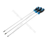 Draper Extra Long Reach Soft Grip Screwdriver Set, 450mm (3 Piece)