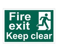 Draper Fire Exit Keep Clear' Safety Sign, 300 x 200mm, Design 1