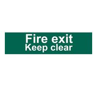 Fire Exit Keep Clear' Safety Sign, 200 x 50mm