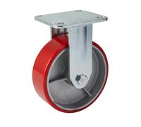 Draper 160mm Diameter Fixed Plate Fi x ing Heavy Duty Polyurethane Wheel - S.W.L. 400Kg