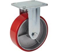 Draper 160mm Diameter Fixed Plate Fi x ing Heavy Duty Polyurethane Wheel - S.W.L. 400Kg