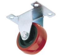 Draper Fixed Plate Fixing Polyurethane Wheel, 50mm Diameter, S.W.L. 75kg
