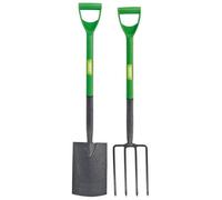 Draper Garden Fork & Spade Set, Carbon Steel, Heavy-Duty, Green