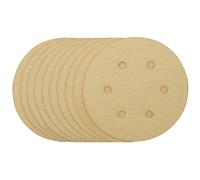 Draper Gold Sanding Discs Hook & Loop 150mm 120 Grit 6 Holes 10 Pack 64025