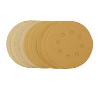 Draper Gold Sanding Discs With Hook & Loop 125mm Assorted Grit 10 Pieces